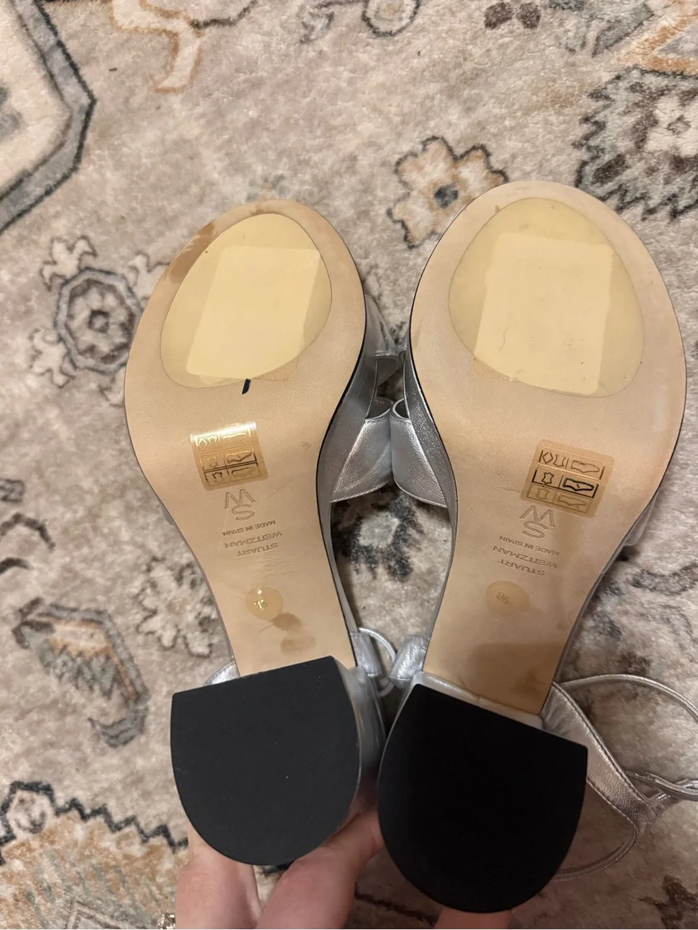 STUART WEITZMAN DAYNA 100MM METALLIC LEATHER PLATFORM 9